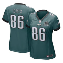 Load image into Gallery viewer, Women's Zach Ertz Midnight Green Philadelphia Eagles Super Bowl LII Champions Patch Game Jersey 2019