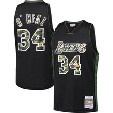Load image into Gallery viewer, Shaquille O'Neal Los Angeles Lakers Mitchell &amp; Ness Straight Fire Camo Swingman Jersey – Black