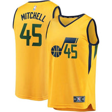 Load image into Gallery viewer, Donovan Mitchell Utah Jazz Branded Youth Fast Break Jersey - Statement Edition – Gold 2018/2019