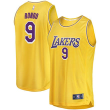 Load image into Gallery viewer, Rajon Rondo Los Angeles Lakers Branded Fast Break Jersey - Icon Edition - Gold