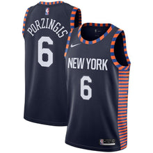 Load image into Gallery viewer, Kristaps Porzingis New York Knicks Youth Jersey – City Edition – Navy 2018/2019