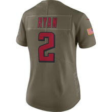 Load image into Gallery viewer, Matt Ryan Atlanta Falcons Women's Salute to Service Limited Jersey - Olive 2018/2019