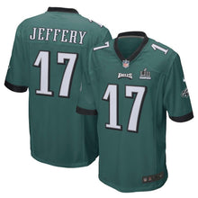 Load image into Gallery viewer, Men's Alshon Jeffery Midnight Green Philadelphia Eagles Super Bowl LII Champions Patch Game Jersey 2019
