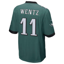 Load image into Gallery viewer, Men's Carson Wentz Midnight Green Philadelphia Eagles Super Bowl LII Champions Patch Game Jersey 2019