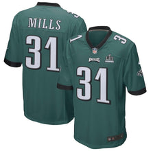 Load image into Gallery viewer, Men's Jalen Mills Midnight Green Philadelphia Eagles Super Bowl LII Champions Patch Game Jersey 2019