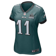 Load image into Gallery viewer, Women's Carson Wentz Midnight Green Philadelphia Eagles Super Bowl LII Champions Patch Game Jersey 2019