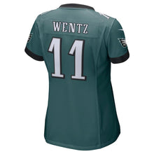 Load image into Gallery viewer, Women's Carson Wentz Midnight Green Philadelphia Eagles Super Bowl LII Champions Patch Game Jersey 2019