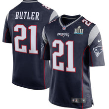 Load image into Gallery viewer, Malcolm Butler New England Patriots Navy Super Bowl LII Bound Game Jersey 2019