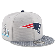Load image into Gallery viewer, New Era New England Patriots Silver Super Bowl LII Side Patch Sideline 9FIFTY Snapback Adjustable Hat