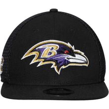 Load image into Gallery viewer, New Era Baltimore Ravens Black Mesh Fresh 9FIFTY Adjustable Hat