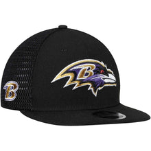Load image into Gallery viewer, New Era Baltimore Ravens Black Mesh Fresh 9FIFTY Adjustable Hat