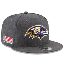 Load image into Gallery viewer, New Era Baltimore Ravens Heather Gray Crafted in the USA 9FIFTY Snapback Adjustable Hat