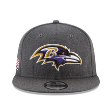 Load image into Gallery viewer, New Era Baltimore Ravens Heather Gray Crafted in the USA 9FIFTY Snapback Adjustable Hat