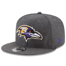 Load image into Gallery viewer, New Era Baltimore Ravens Heather Gray Crafted in the USA 9FIFTY Snapback Adjustable Hat
