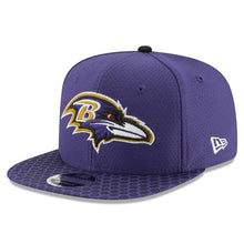Load image into Gallery viewer, New Era Baltimore Ravens Purple 2017 Sideline Official 9FIFTY Snapback Hat