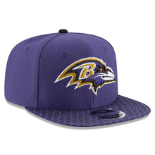 Load image into Gallery viewer, New Era Baltimore Ravens Purple 2017 Sideline Official 9FIFTY Snapback Hat