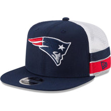 Load image into Gallery viewer, New Era New England Patriots Navy/White Striped Side Lineup 9FIFTY Adjustable Snapback Hat