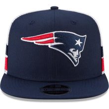 Load image into Gallery viewer, New Era New England Patriots Navy/White Striped Side Lineup 9FIFTY Adjustable Snapback Hat
