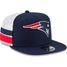 Load image into Gallery viewer, New Era New England Patriots Navy/White Striped Side Lineup 9FIFTY Adjustable Snapback Hat