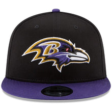 Load image into Gallery viewer, New Era Baltimore Ravens Baycik Snapback Hat - Black/Purple