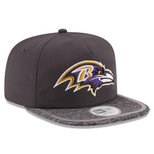 Load image into Gallery viewer, New Era Baltimore Ravens Gray On Field Training Camp A-Frame Adjustable Hat