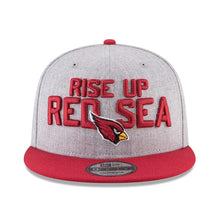 Load image into Gallery viewer, New Era Arizona Cardinals Heather Gray/Cardinal 2018 NFL Draft Official On-Stage 9FIFTY Snapback Adjustable Hat