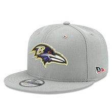 Load image into Gallery viewer, New Era Baltimore Ravens Gray Crafted in the USA 9FIFTY Adjustable Hat