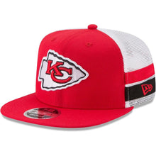 Load image into Gallery viewer, New Era Kansas City Chiefs Red/White Striped Side Lineup 9FIFTY Adjustable Snapback Hat