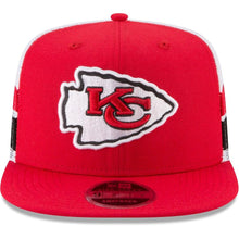 Load image into Gallery viewer, New Era Kansas City Chiefs Red/White Striped Side Lineup 9FIFTY Adjustable Snapback Hat