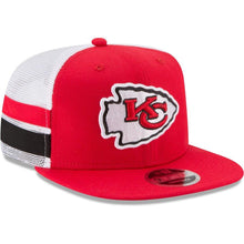 Load image into Gallery viewer, New Era Kansas City Chiefs Red/White Striped Side Lineup 9FIFTY Adjustable Snapback Hat
