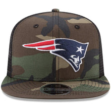 Load image into Gallery viewer, New Era New England Patriots Woodland Camo/Black Trucker 9FIFTY Snapback Adjustable Hat
