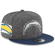 Load image into Gallery viewer, New Era Los Angeles Chargers Heather Gray/Navy 2018 NFL Sideline Home Graphite 9FIFTY Snapback Adjustable Hat