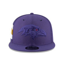 Load image into Gallery viewer, New Era Baltimore Ravens Purple 2018 NFL Sideline Color Rush Official 9FIFTY Snapback Adjustable Hat