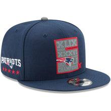 Load image into Gallery viewer, New Era New England Patriots Navy 5-Time Super Bowl Champions 9FIFTY Snapback Adjustable Hat