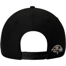 Load image into Gallery viewer, New Era Baltimore Ravens Black Gothic Script 9FIFTY Adjustable Snapback Hat