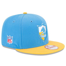 Load image into Gallery viewer, New Era Los Angeles Chargers Powder Blue/Gold Historic Logo Baycik 9FIFTY Snapback Adjustable Hat